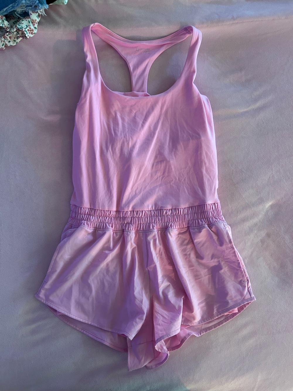 aerie light pink Racerback Romper with Elastic Waist